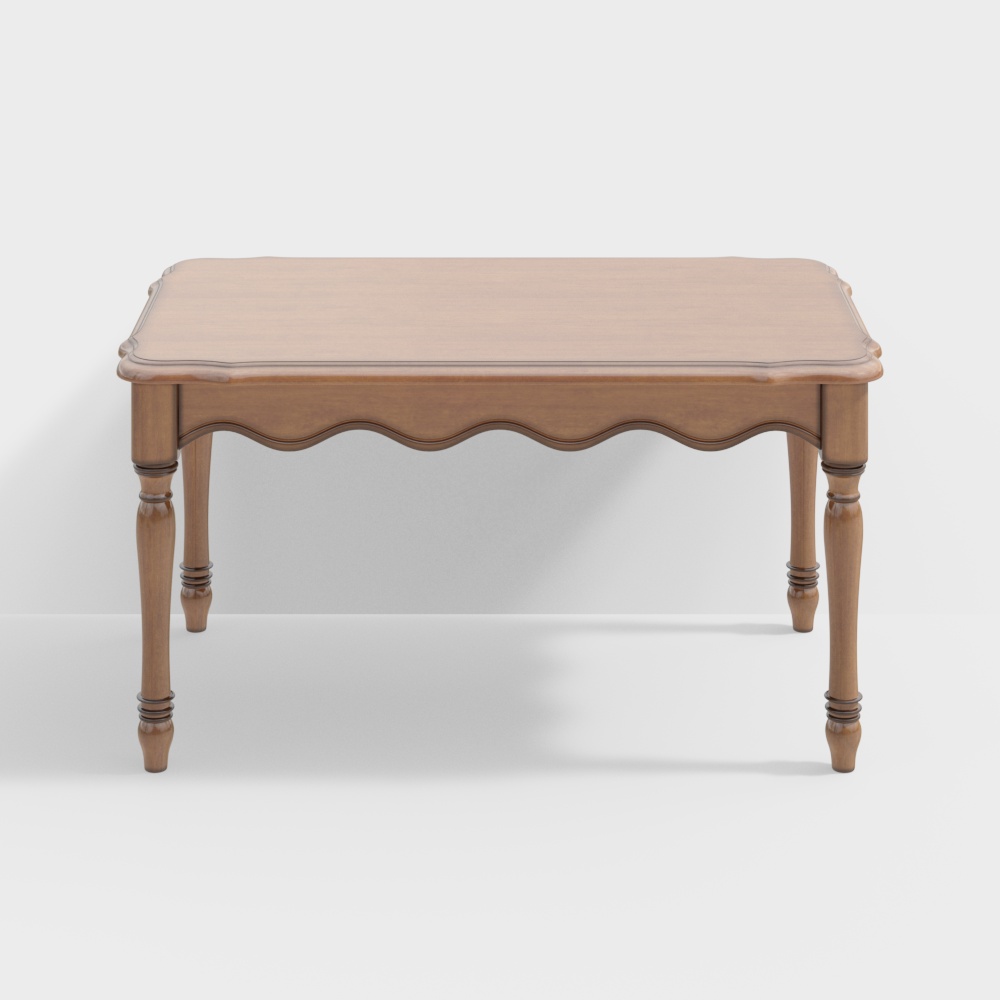 French Provincial Coffee Table 3D Model – Classic Wood Design