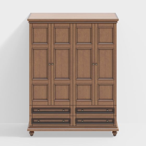 Vintage Wardrobe 3D Model with Unique Charm