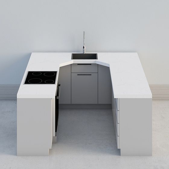 Minimalist Kitchen Island 3D model