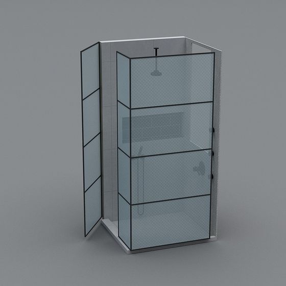 Elegant Glass Shower 3D Model for Modern Interiors