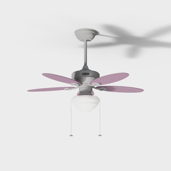Elegant Low-Polygon Ceiling Fan 3D model