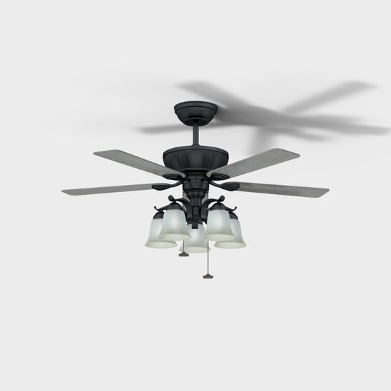 Elegant Low-Poly Ceiling Fan Light 3D model for Modern Spaces