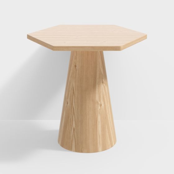 Hexagonal Wooden Table 3D model for Modern Interiors