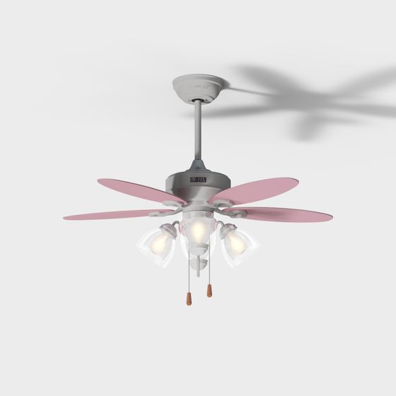 Retro Pink Blade Ceiling Fan 3D model