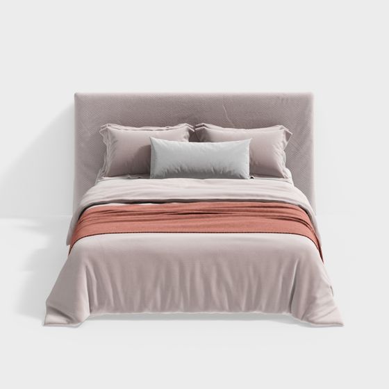 Elegant Low-Poly Bed 3D Model for Modern Interiors