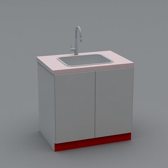 Modern Minimalist Kitchen Sink Cabinet 3D model