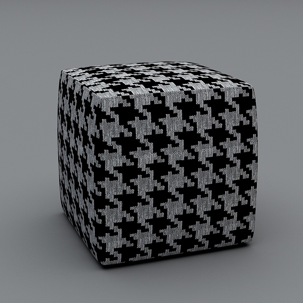 Plaid Cube Stool 3D model