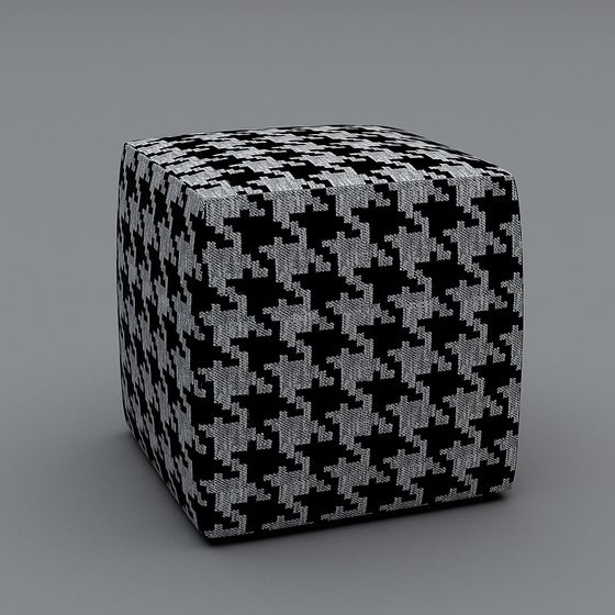 Stylish Plaid Cube Stool 3D model for Creative Projects