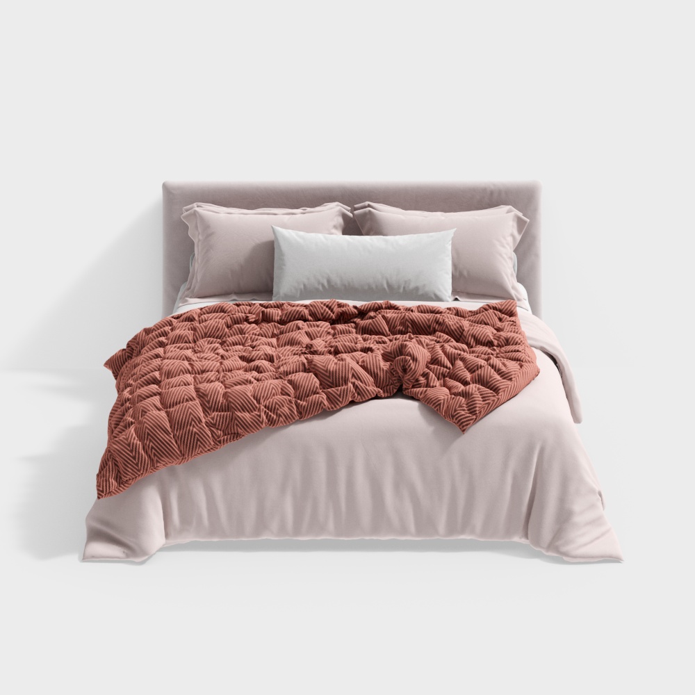 Stylish Low-Polygon Bed 3D Model – Cozy Interior Design