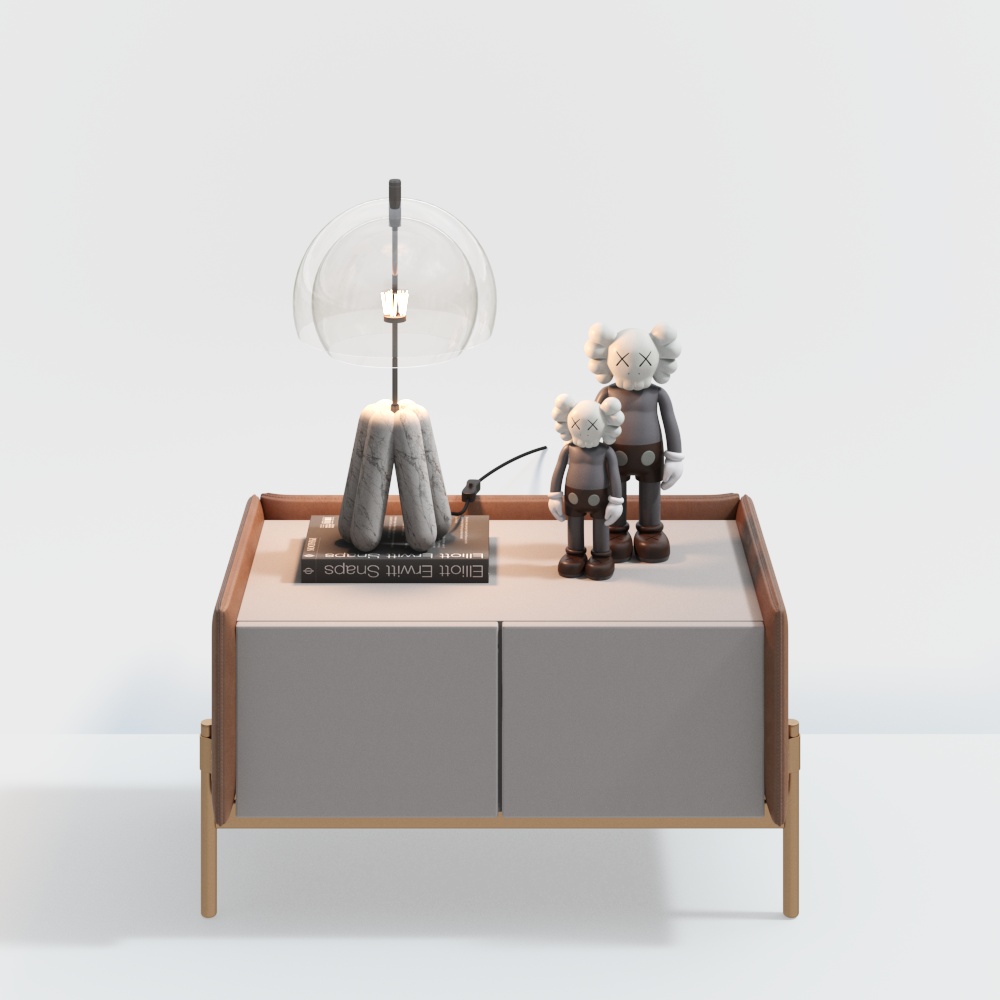 Minimalist Living Room Side Cabinet 3D Model – Low-Poly Design