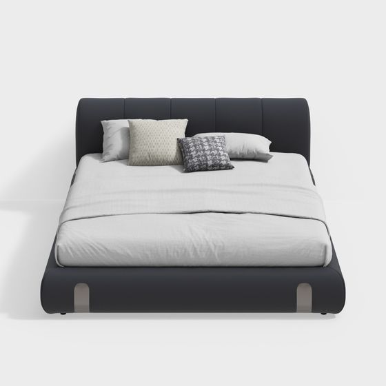 Stylish Minimalist Bed 3D Model for Contemporary Spaces