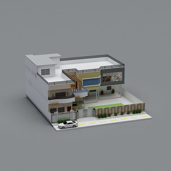 Low Poly High Detail Architectural 3D Model