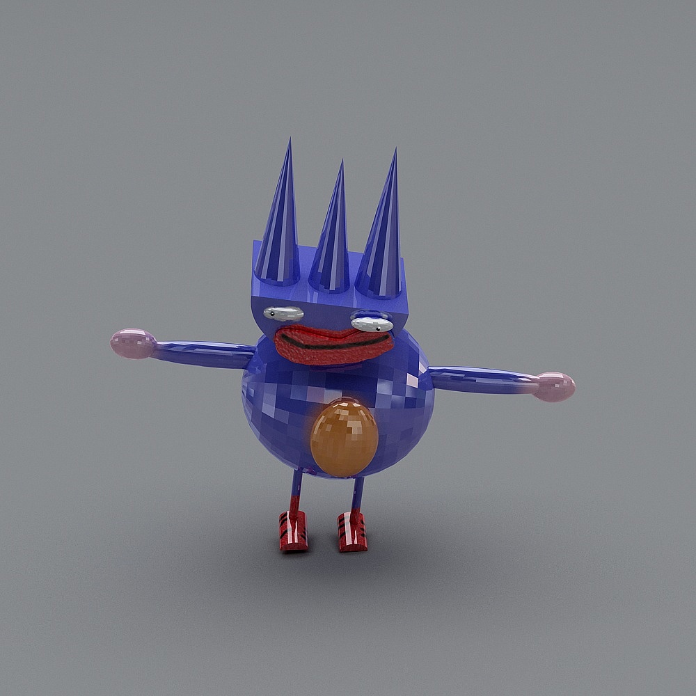 Vibrant Blue Spike Creature 3D model