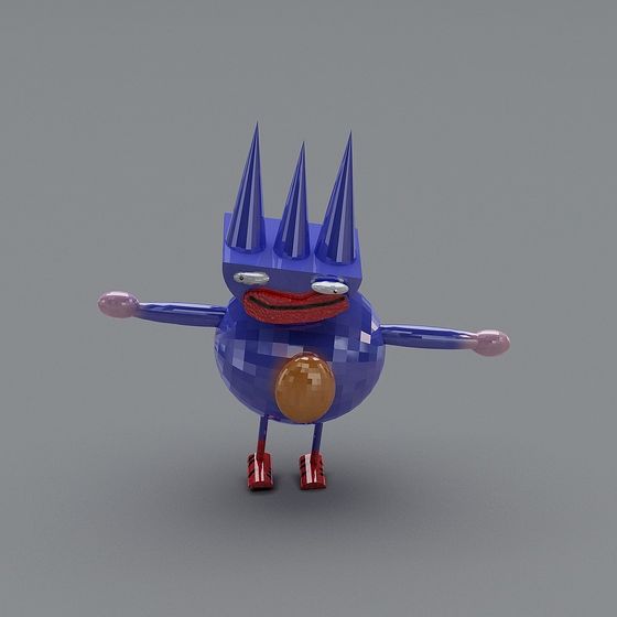 Vibrant Blue Spike Creature 3D model