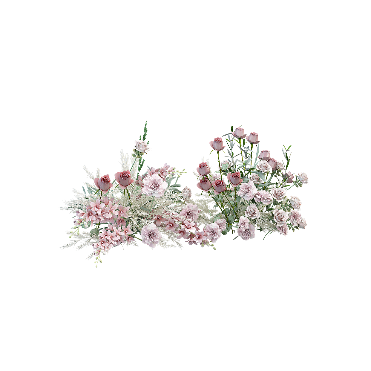 Elegant Pink Flower Garden 3D Model – Low Poly Floral Design