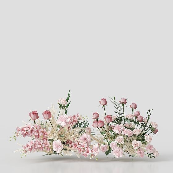 Elegant Pink Flower Garden 3D Model