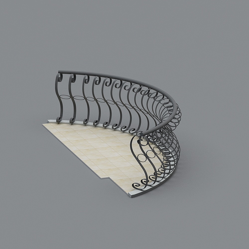 Curved Metal Rail 3D model