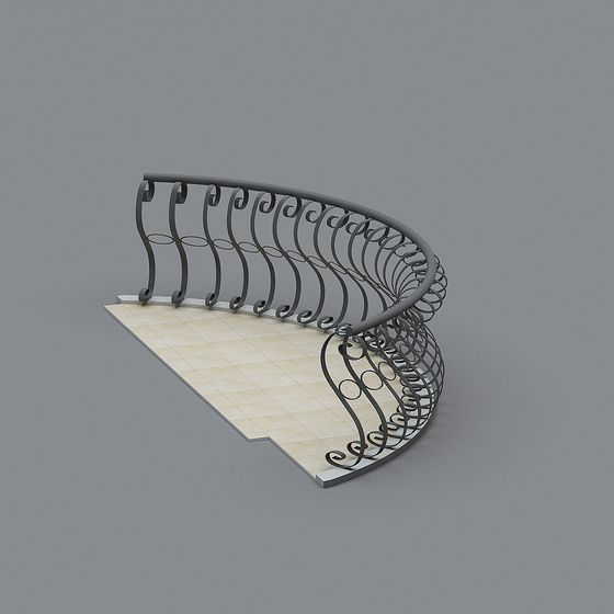 Curved Metal Rail 3D model