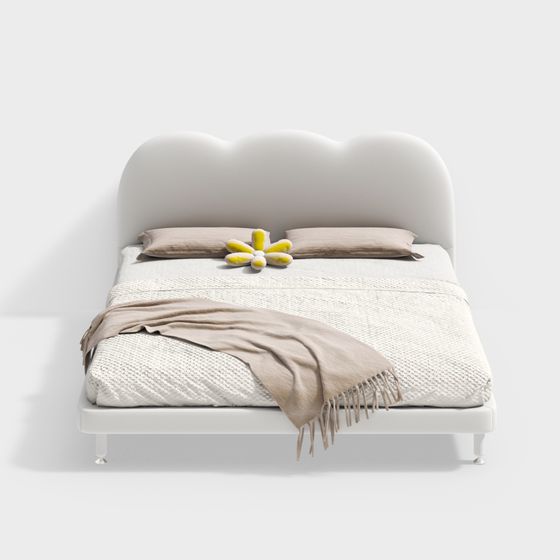 Elegant Bed Frame 3D model for Creative Spaces