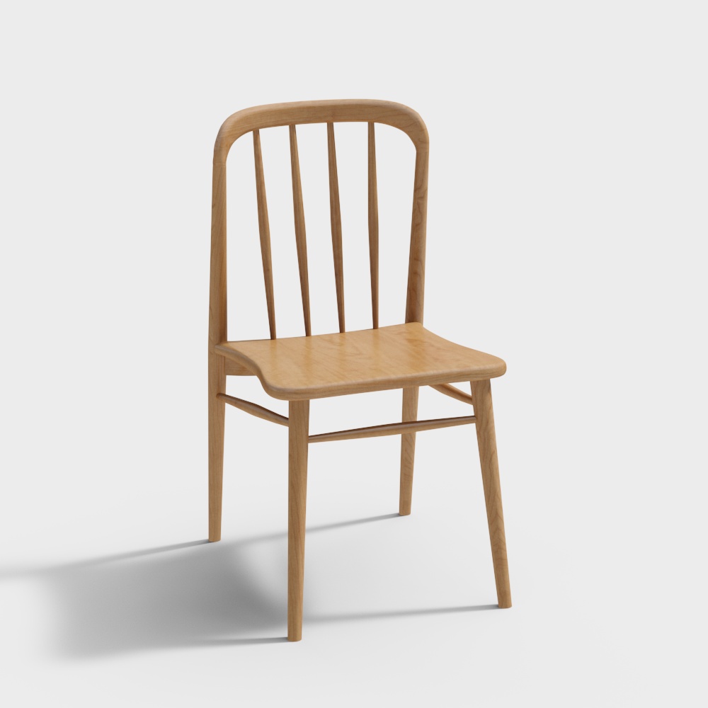 Elegant Minimalistic Chair 3D Model – Scandinavian Wood
