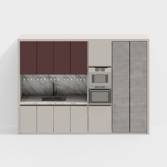 Elegant Low-Polygon Kitchen Cabinet Door 3D Model