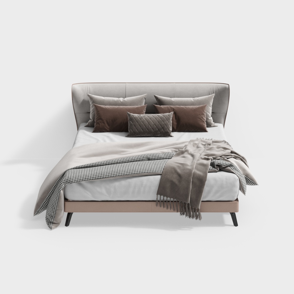Elegant Low-Polygon Bed 3D model for Modern Interiors