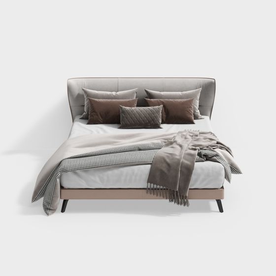 Elegant Low-Polygon Bed 3D model for Modern Interiors