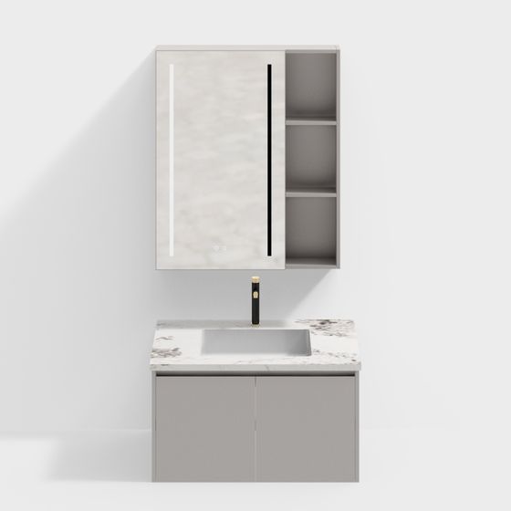 Stylish Bathroom Vanity 3D model for Contemporary Spaces