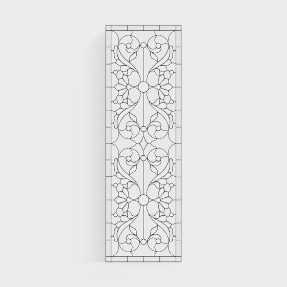 Floral Window Pane Low Poly 3D model