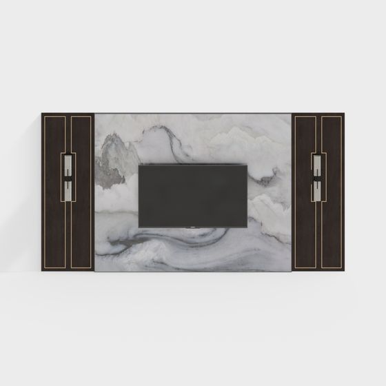 Elegant Marble TV Console 3D model