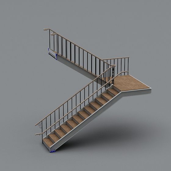 Stylish Low-Poly Staircase 3D Model for Contemporary Homes