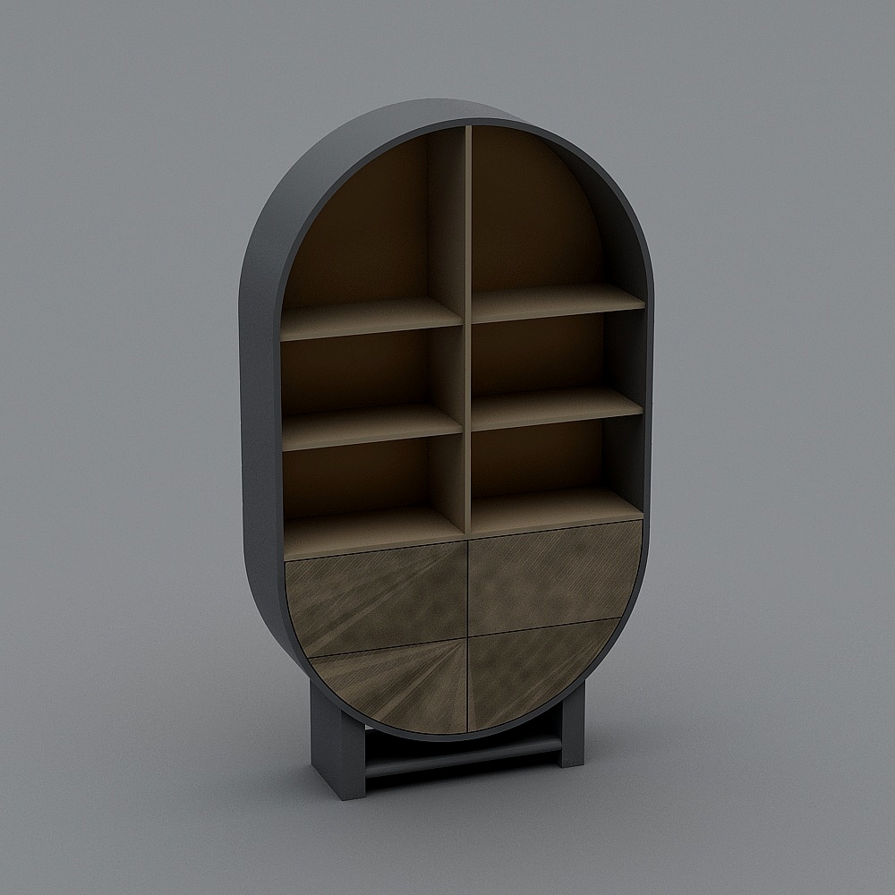 Modern Low-Polygon Bookshelf 3D Model