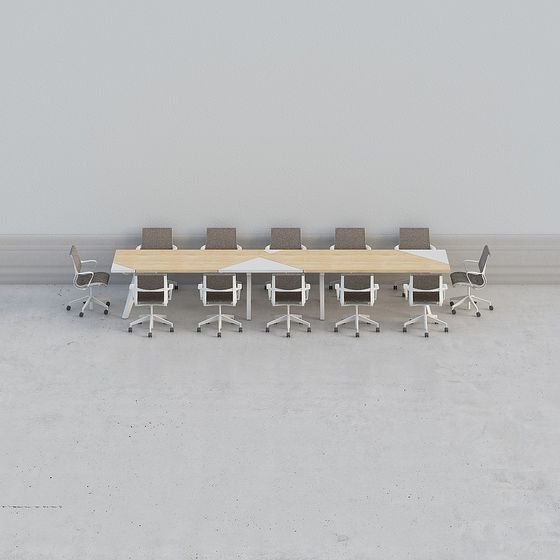 Contemporary Conference Table and Chair Set 3D model