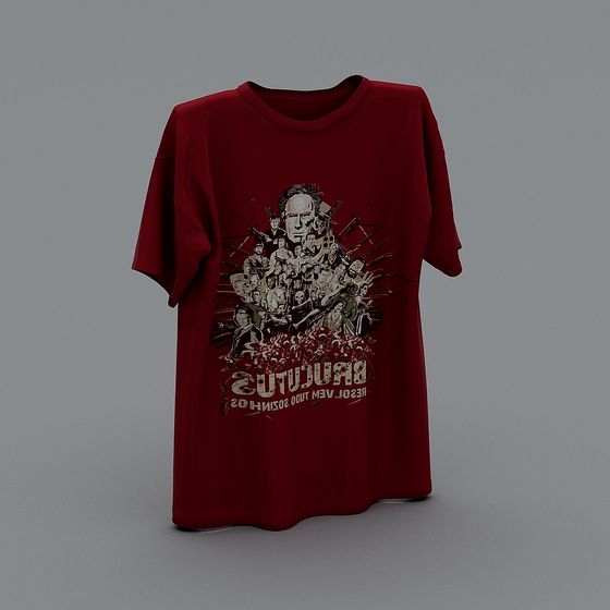 Stylish Deep Red T-Shirt 3D Model