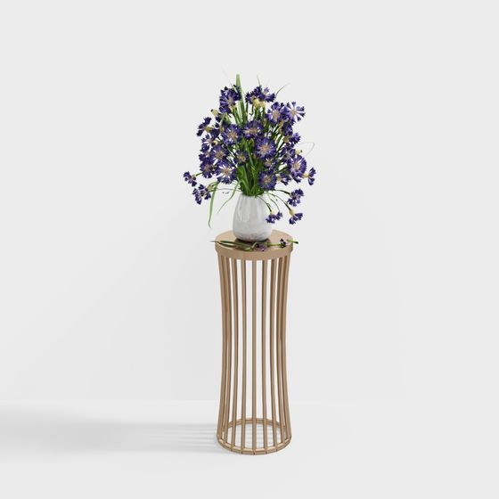 Low Poly Vase and Bouquet 3D model