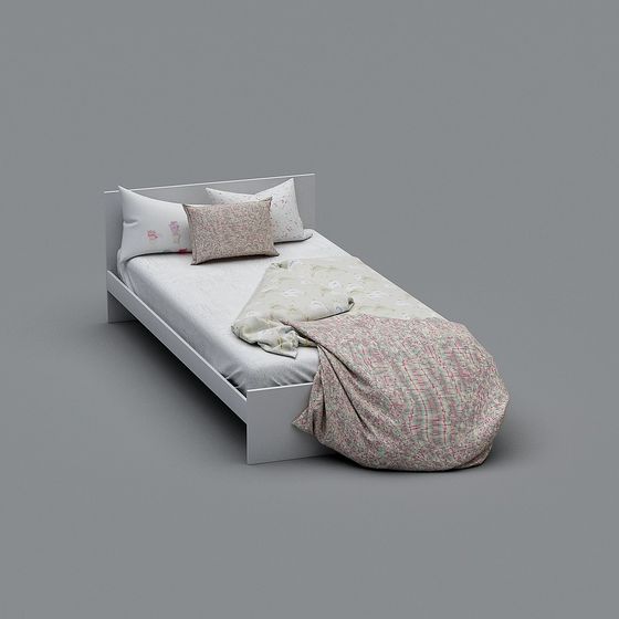 Elegant Low-Polygon Bed 3D model