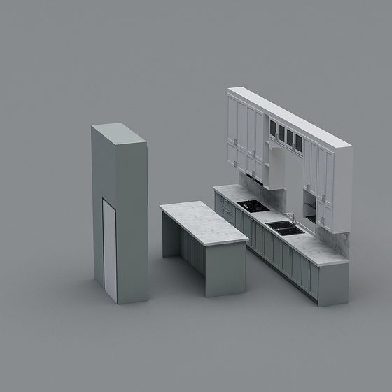 Modern Minimalist Kitchen 3D model