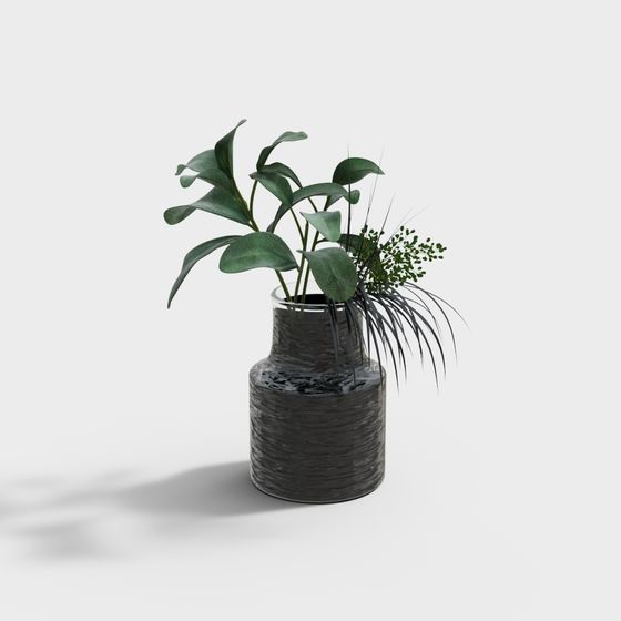 Stylish Urban Green Plant Vase 3D model