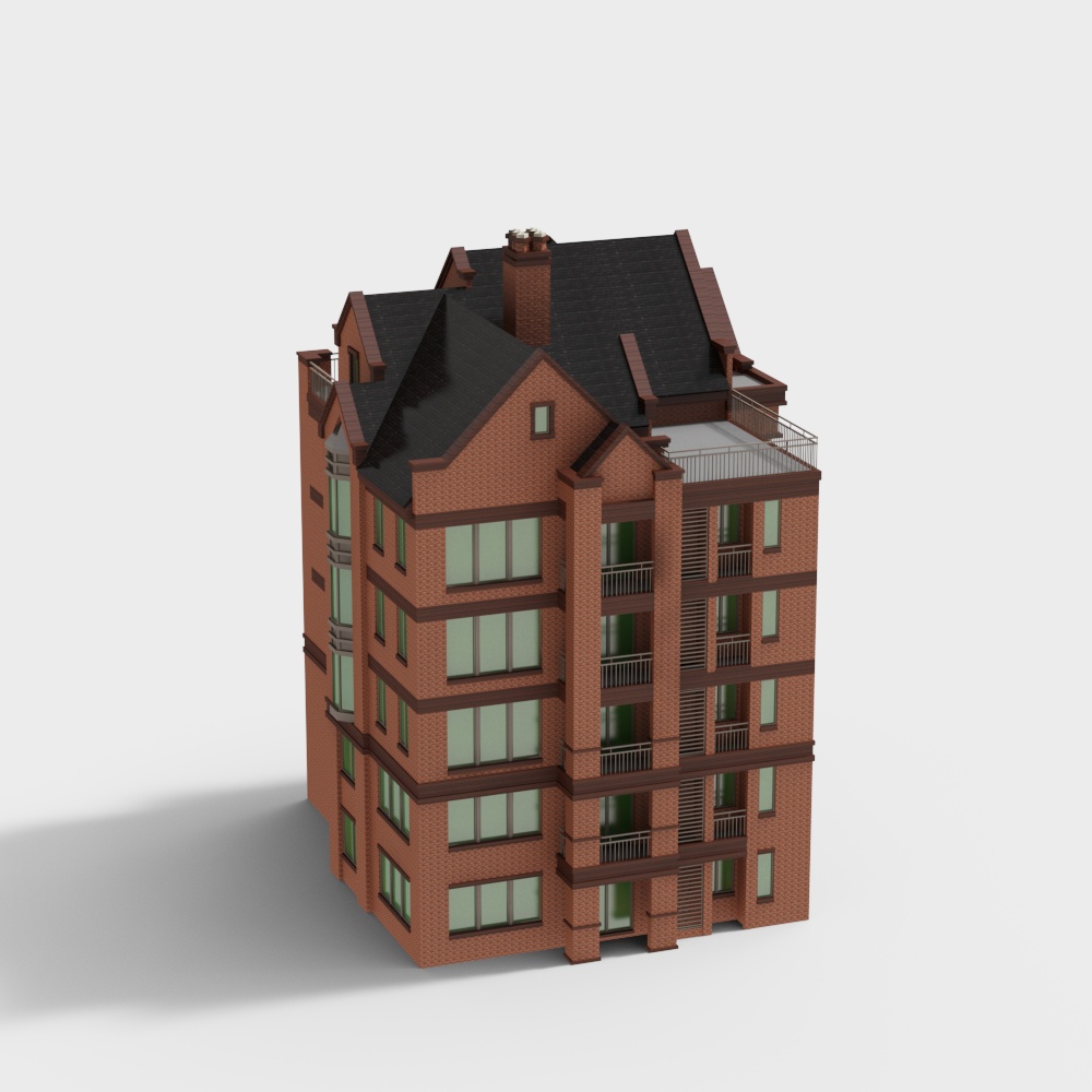 Urban Light Multi-Story Residential Building 3D model