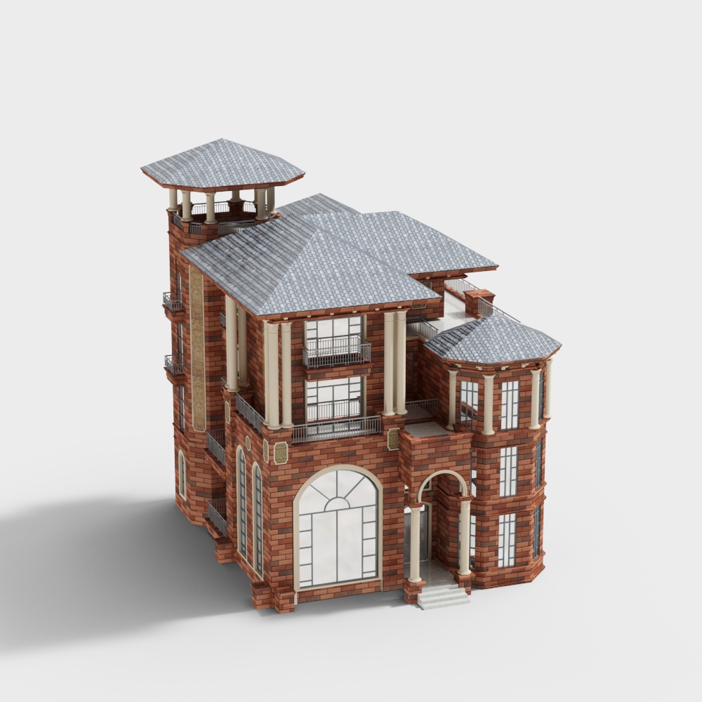 Brick and Tile Manor 3D model