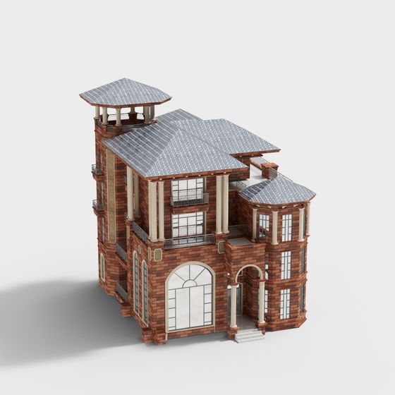 Brick and Tile Manor 3D model