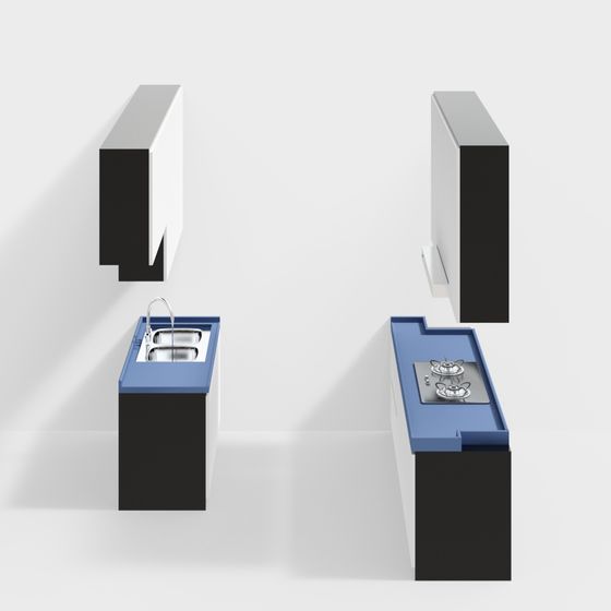 Modern Minimalist Kitchen Module 3D model