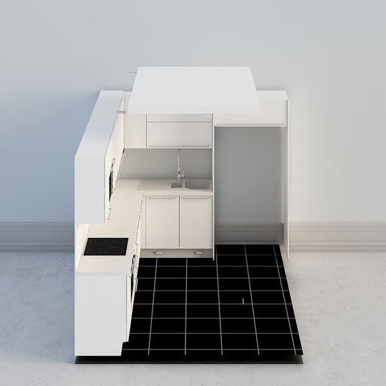 Minimalist 3D Kitchen Model Design for Modern Living