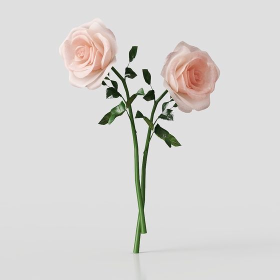 Delicate Pink Rose 3D model