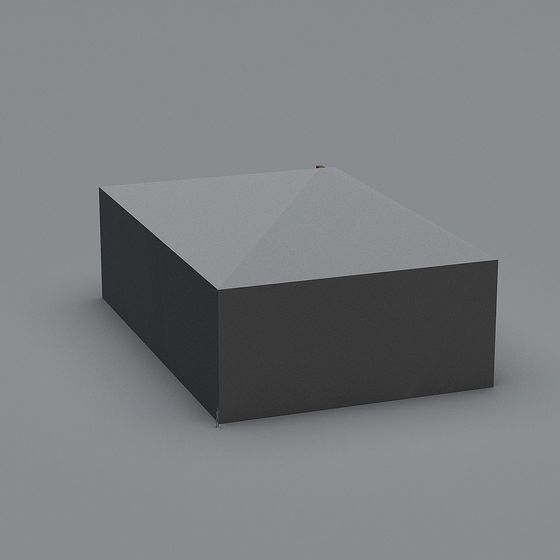 Modern black rectangular cabinet with flat top and simple design on grey background