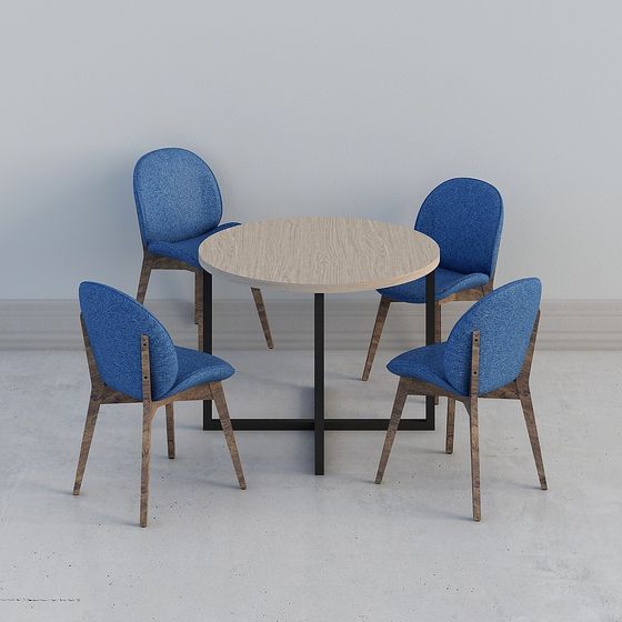 Round Table with Four Chairs 3D model for Cozy Spaces