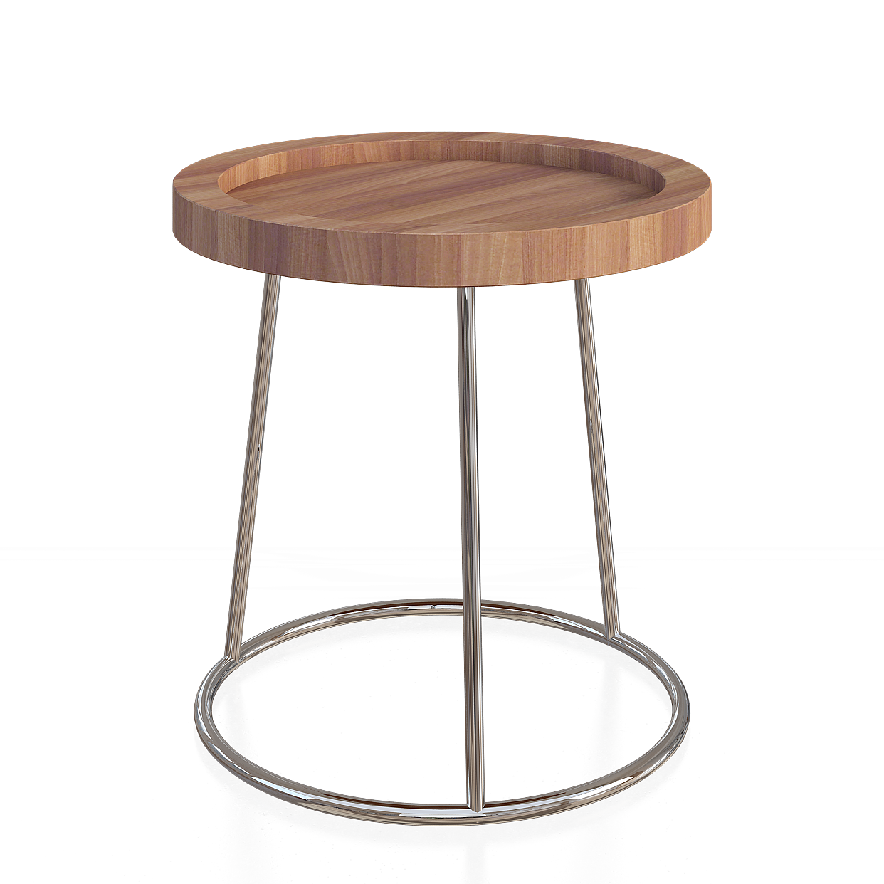 Modern Low-Poly Round Table 3D Model – Wooden Surface