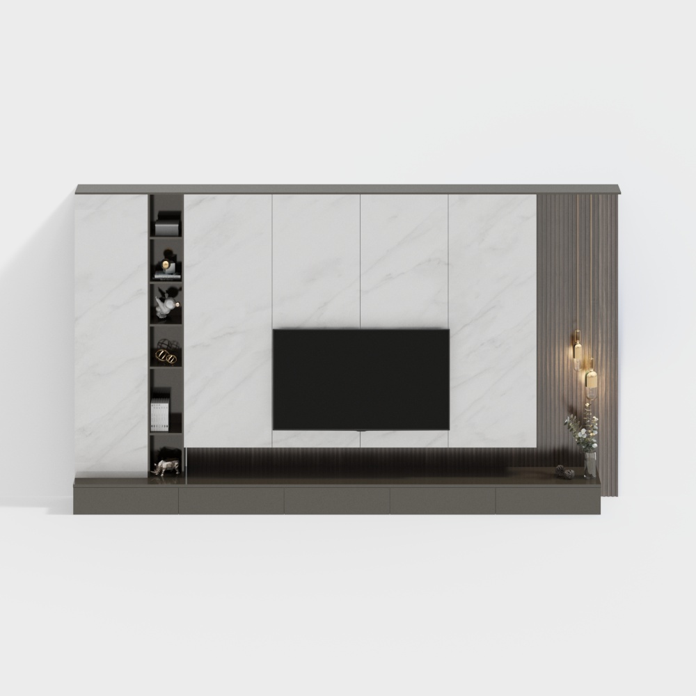 Light Luxury Stone Slab TV Background Wall