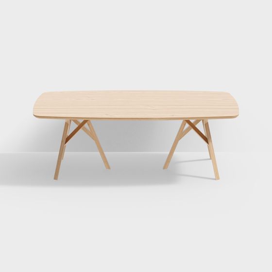 Sleek Wooden Coffee Table 3D model