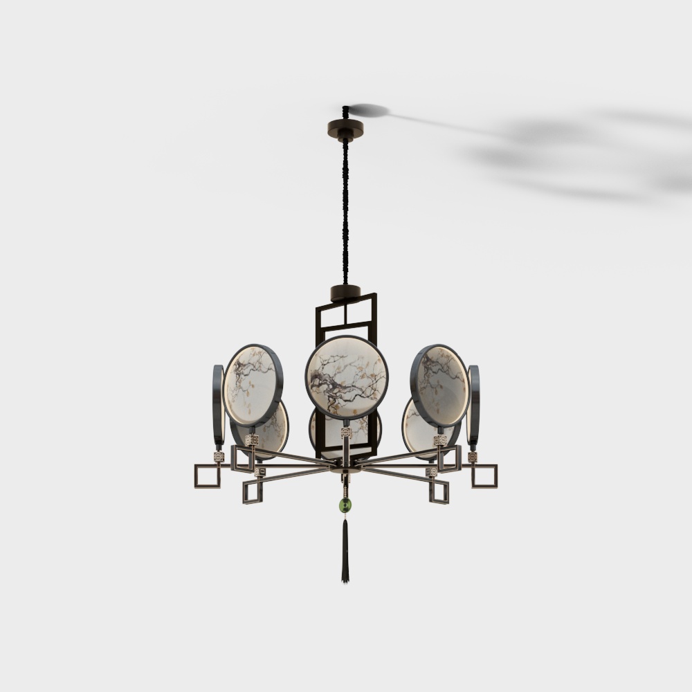 Eastern Light 3D Model – Low-Poly Bronze Chandelier